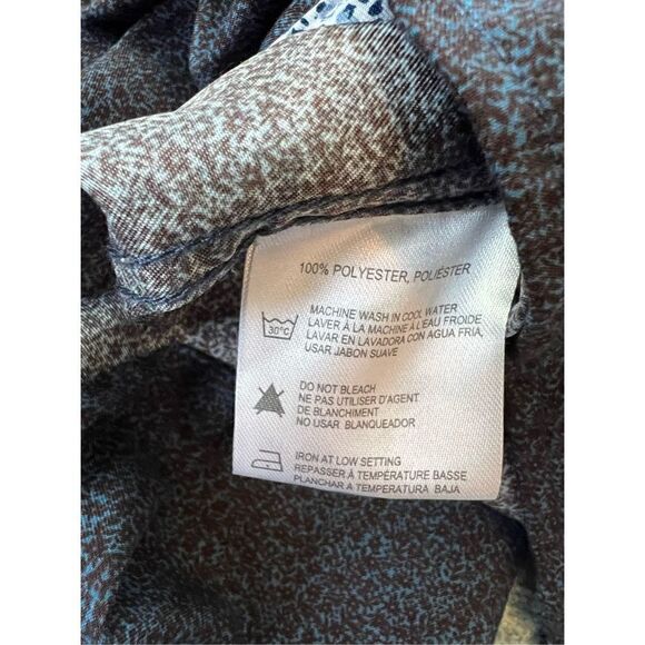 International Report Black Blue Micro Floral Print Long Sleeve Button Down Mediu - Picture 6 of 8